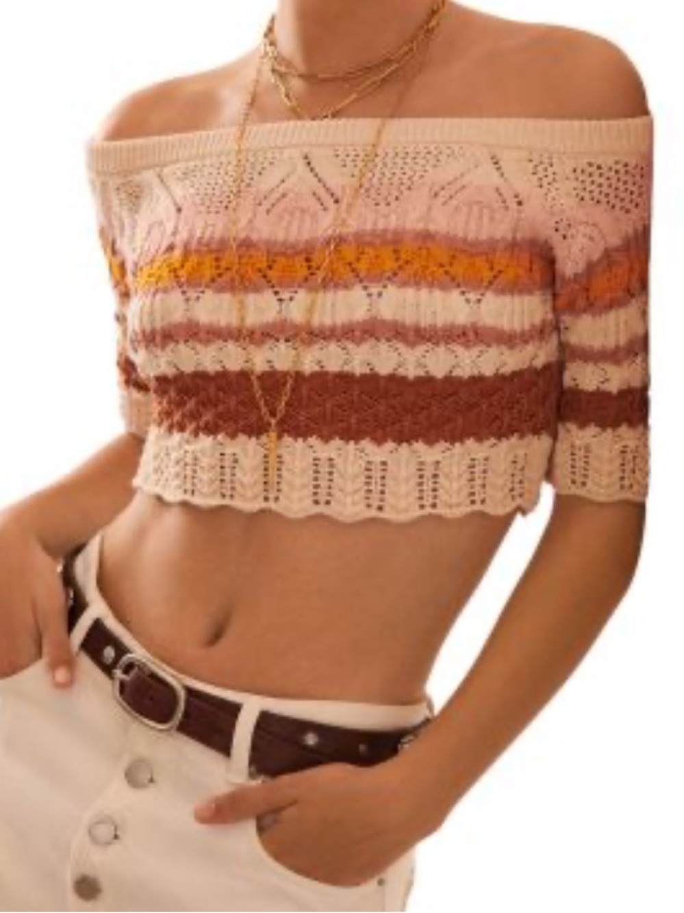 NEW ba&sh Jansan Stripe Cropped Sweater